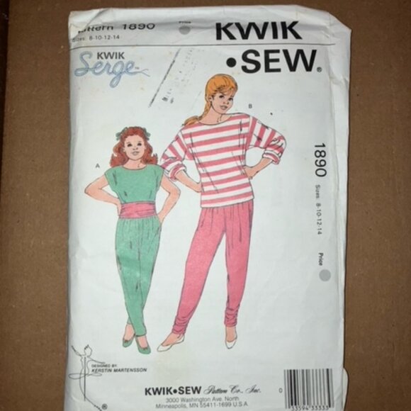 Kwik Sew pattern 1890 vintage Girls pull on simple tops and pants Sizes: 8-14 - Picture 1 of 2